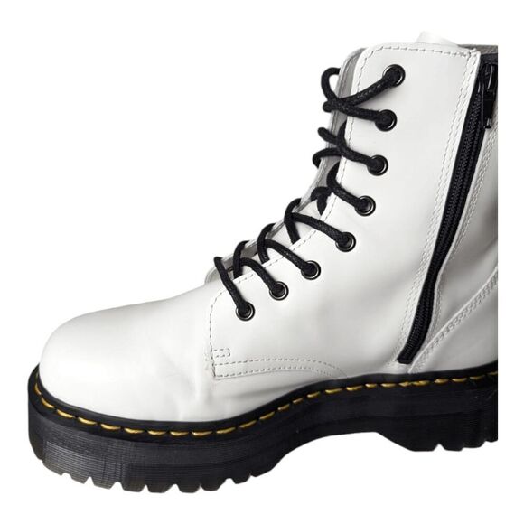 DR. MARTENS Jadon White Smooth Leather Combat Boot Size M9/W10 - Picture 11 of 13